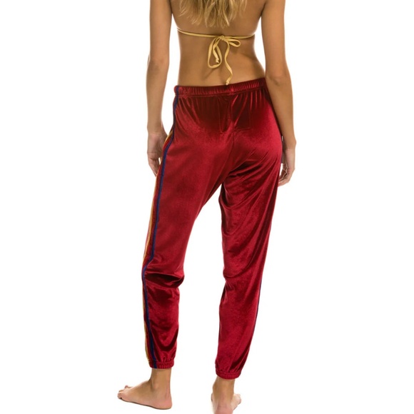 Aviator Nation Classic Velvet Sweatpants in Red Size M - Picture 4 of 15